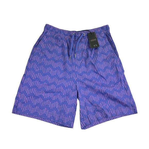 Armani Exchange Mens Zig-Zag Print Drawstring Shorts Purple 30 - Picture 1 of 4